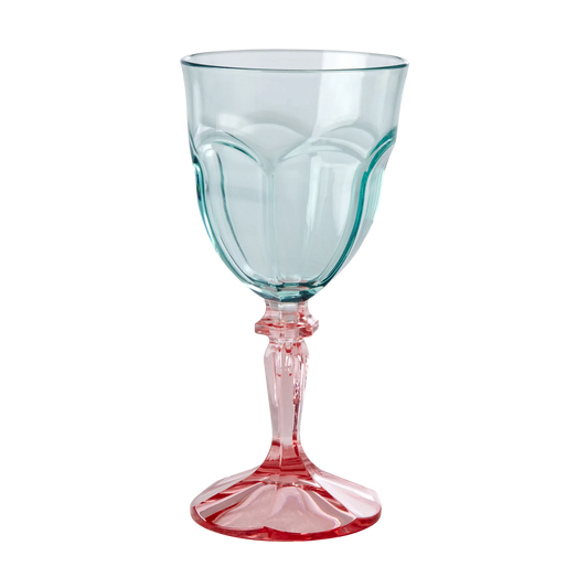Acryl wijnglas - blauw+roze | RICE - de inKijk